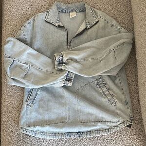 ZARA Light Blue Washed Denim Top